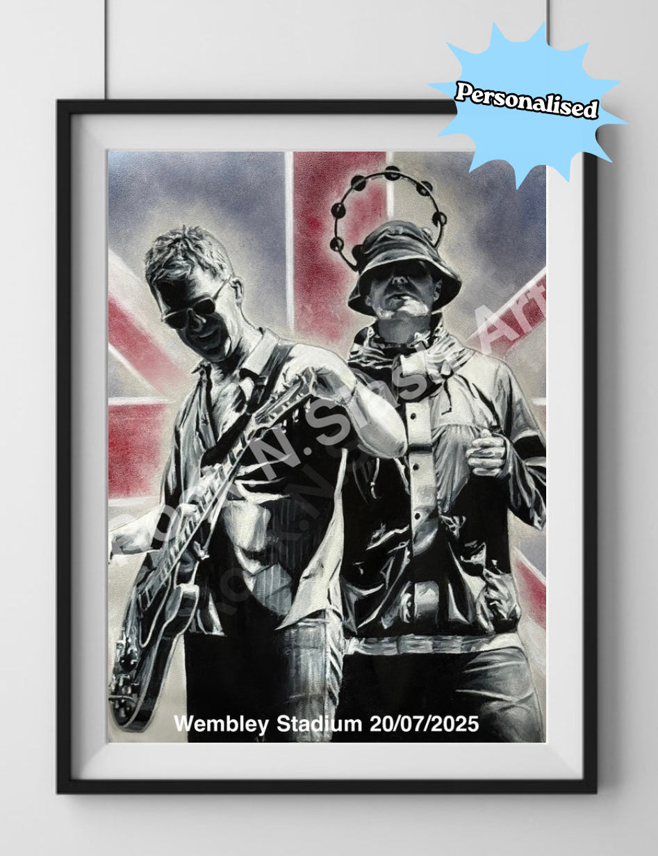 Liam & Noel, Oasis live 25 Art Print (Personalised)